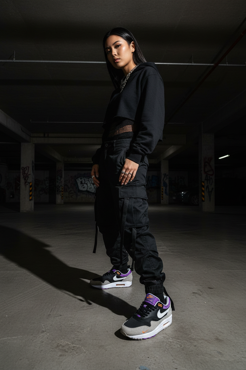 Mannequin femme Air Max 1 Noir Violet Gris - Underground