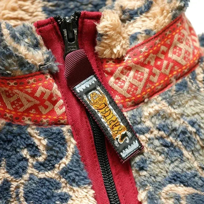 19aw japon Kapital automne printemps polaire Vintage décontracté fermeture éclair veste chaude Tang Cao Chao femmes hommes imprimé manteau en cachemire  COOLANDBAG