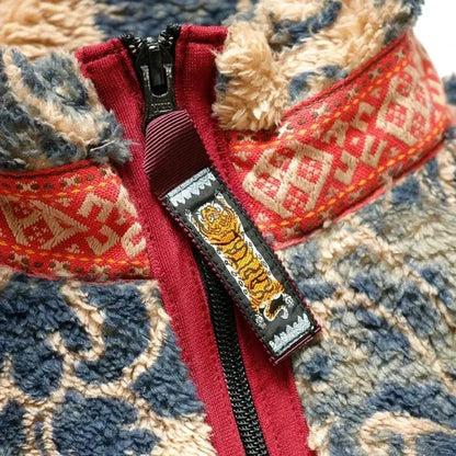 19aw japon Kapital automne printemps polaire Vintage décontracté fermeture éclair veste chaude Tang Cao Chao femmes hommes imprimé manteau en cachemire  COOLANDBAG