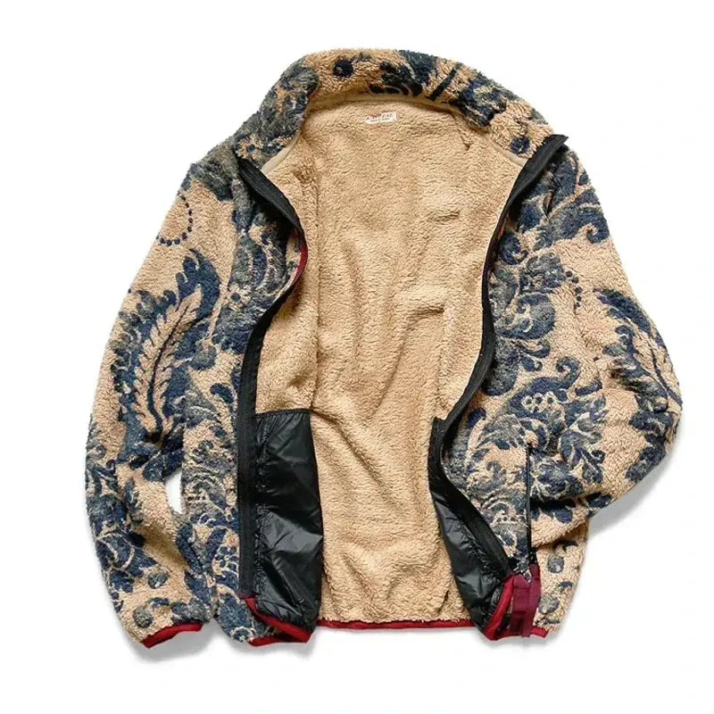 19aw japon Kapital automne printemps polaire Vintage décontracté fermeture éclair veste chaude Tang Cao Chao femmes hommes imprimé manteau en cachemire  COOLANDBAG