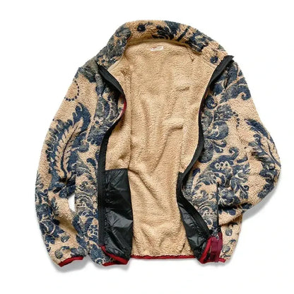 19aw japon Kapital automne printemps polaire Vintage décontracté fermeture éclair veste chaude Tang Cao Chao femmes hommes imprimé manteau en cachemire  COOLANDBAG