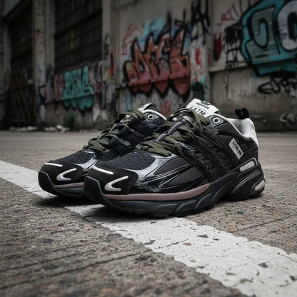 Adidas Astir Noir - Détails Blanc et Kaki Olive  COOLANDBAG