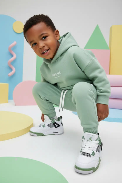 Air Jordan 4 Retro Enfant Blanche Vert Sauge  COOLANDBAG