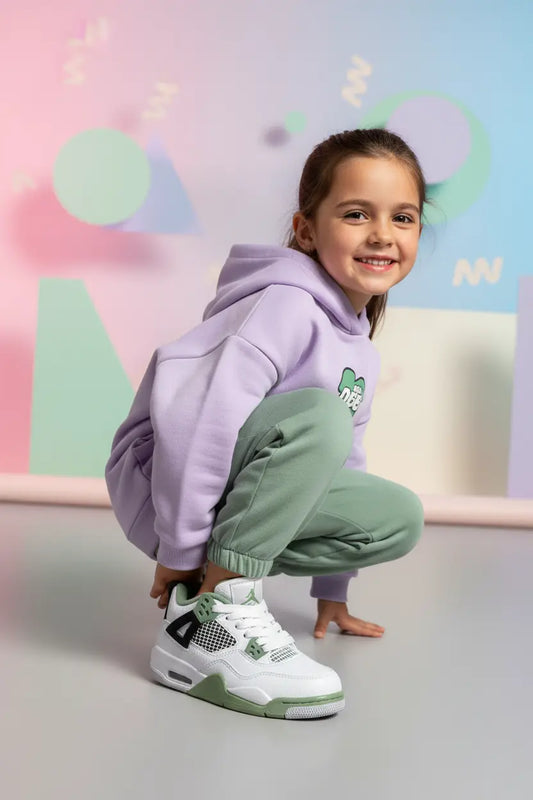 Air Jordan 4 Retro Enfant Blanche Vert Sauge  COOLANDBAG