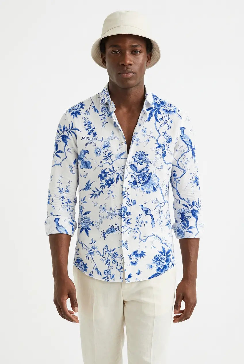 Chemise Boutonnée Imprimé Floral Grande Taille Homme  COOLANDBAG