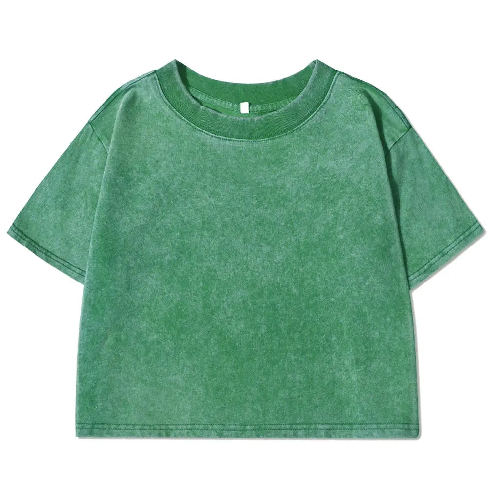 Couleur unie mince lavé T-Shirt femmes mode coton doux t-shirts décontracté Sport à manches courtes Cool rétro vêtements femme  COOLANDBAG