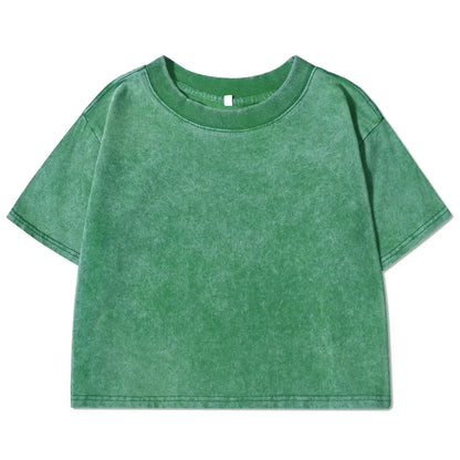 Couleur unie mince lavé T-Shirt femmes mode coton doux t-shirts décontracté Sport à manches courtes Cool rétro vêtements femme  COOLANDBAG