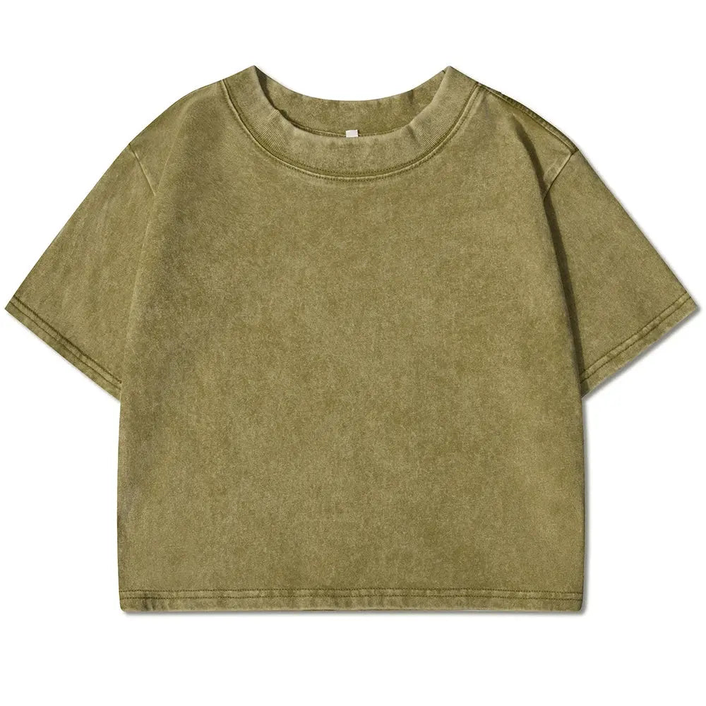 Couleur unie mince lavé T-Shirt femmes mode coton doux t-shirts décontracté Sport à manches courtes Cool rétro vêtements femme  COOLANDBAG