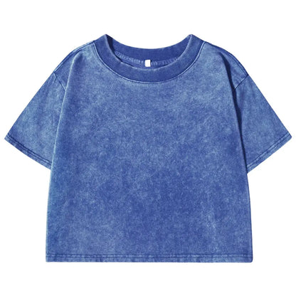 Couleur unie mince lavé T-Shirt femmes mode coton doux t-shirts décontracté Sport à manches courtes Cool rétro vêtements femme  COOLANDBAG