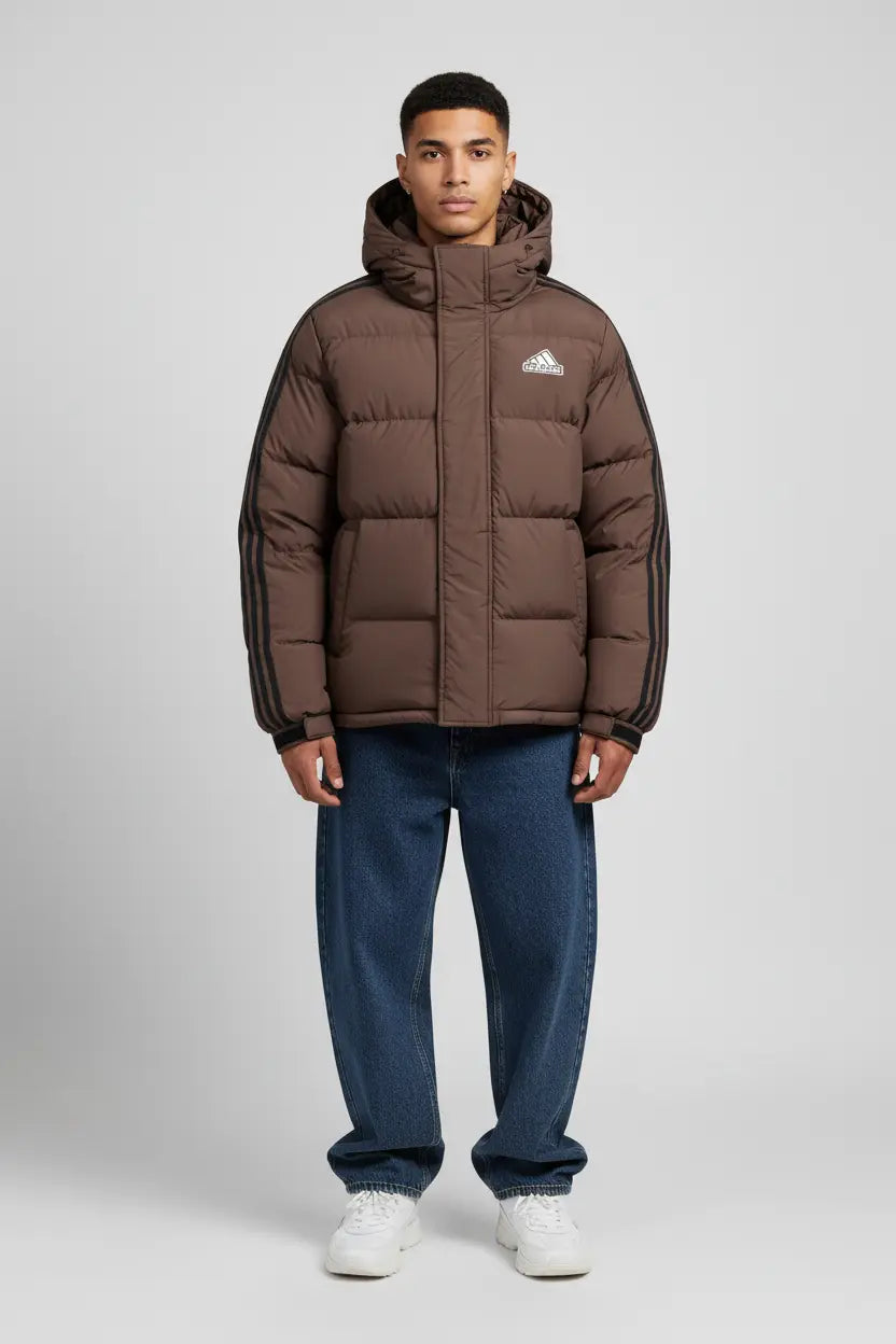 Mannequin masculin portant la doudoune Adidas noire