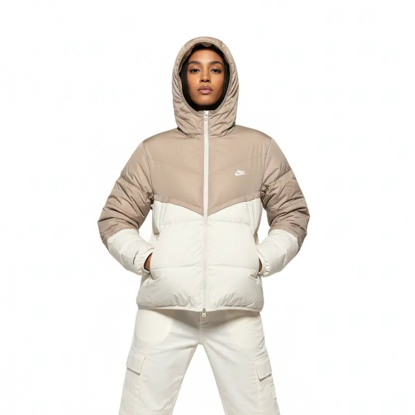 Doudoune Nike Windrunner Bicolore Beige/Crème - Design Chevron  COOLANDBAG