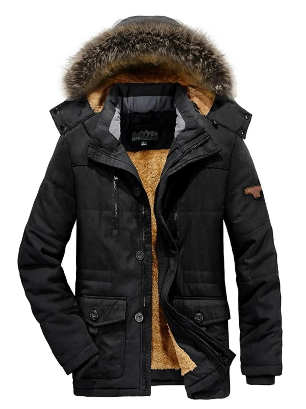 Doudoune Zippée Manches Longues Capuche Fausse Fourrure Grande Taille Homme  COOLANDBAG