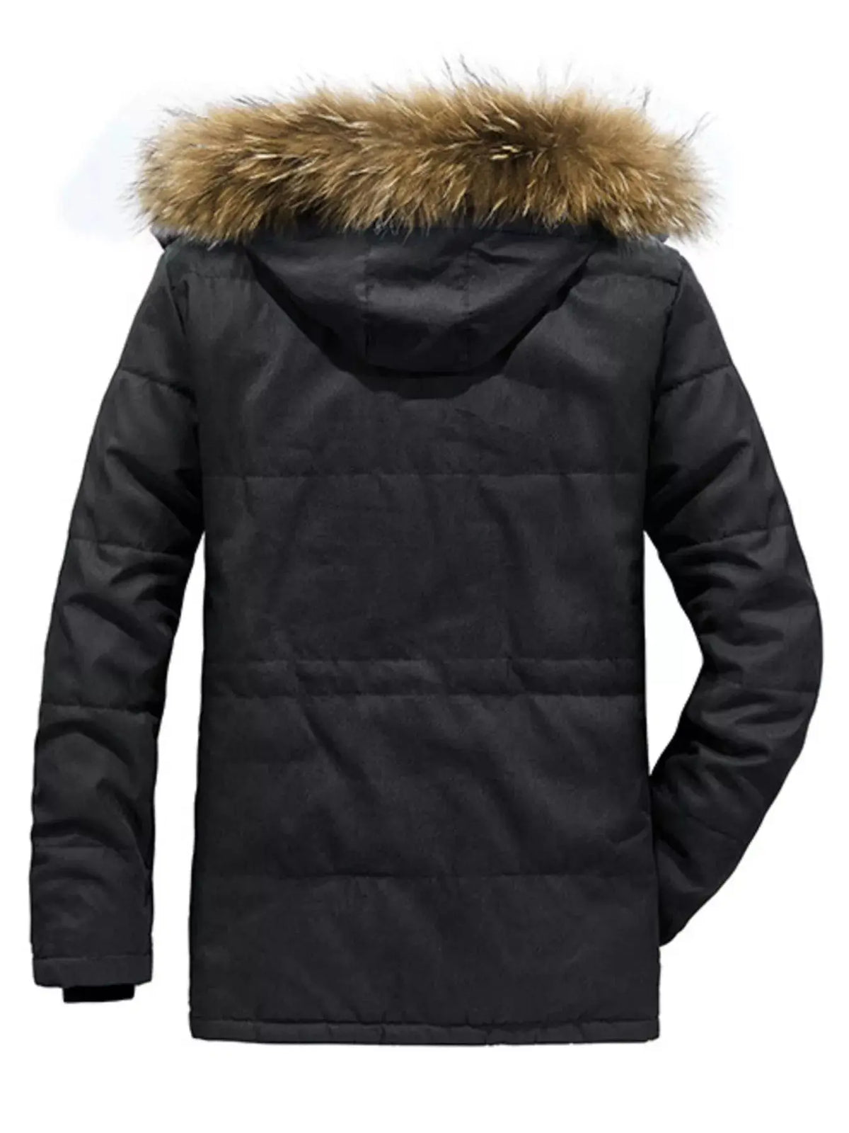 Doudoune Zippée Manches Longues Capuche Fausse Fourrure Grande Taille Homme  COOLANDBAG