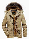 Doudoune Zippée Manches Longues Capuche Fausse Fourrure Grande Taille Homme  COOLANDBAG