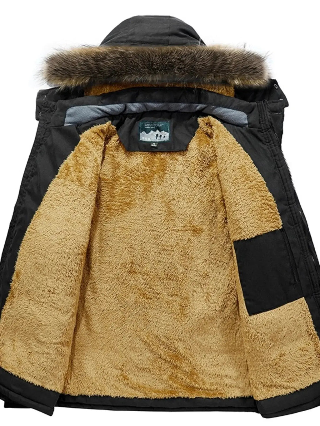 Doudoune Zippée Manches Longues Capuche Fausse Fourrure Grande Taille Homme  COOLANDBAG