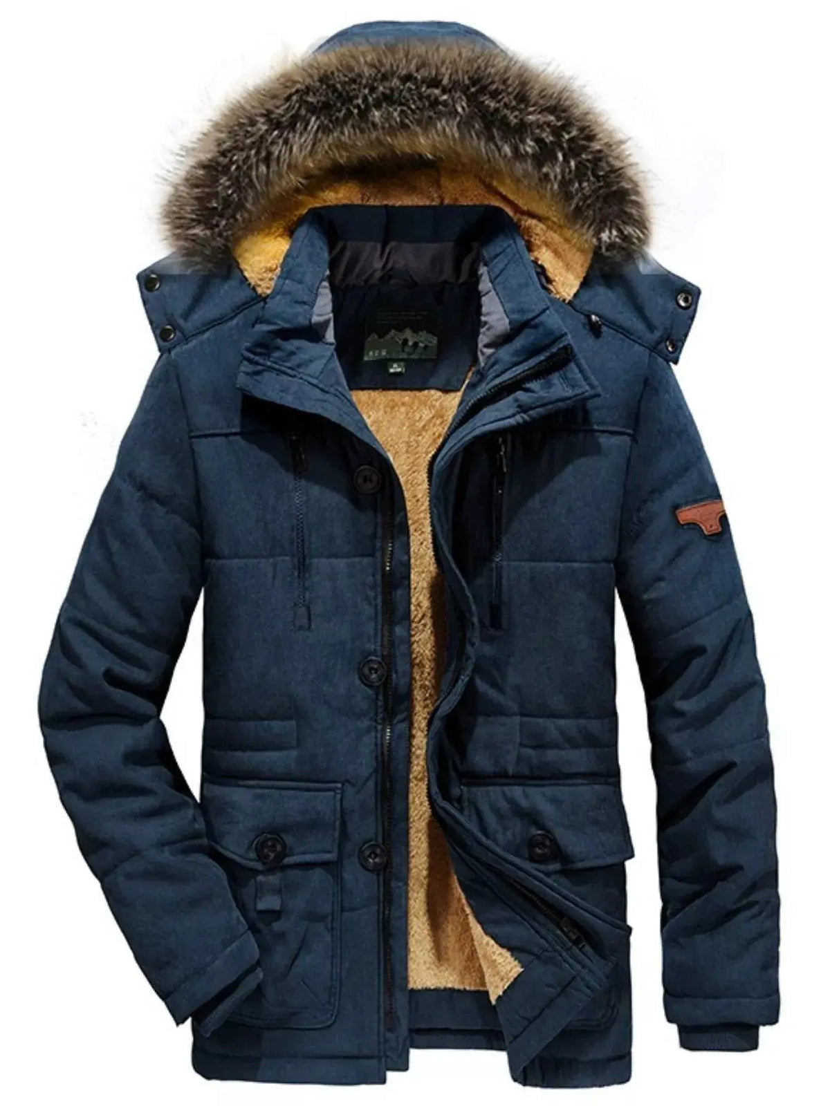 Doudoune Zippée Manches Longues Capuche Fausse Fourrure Grande Taille Homme  COOLANDBAG