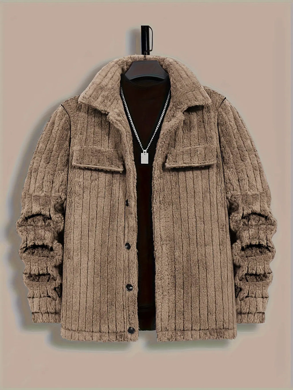 Elson OBM Men's Winter Jacket, Soft Plush Coat, Machine Washable Casual Outerwear, Lapel for Cold Weather, Autumn Winter Christmas Gift, Plaid Flannel Jacket, Holiday Gift Jacket, Seasonal Winter Wear, Classic Lapel Collar, S  COOLANDBAG