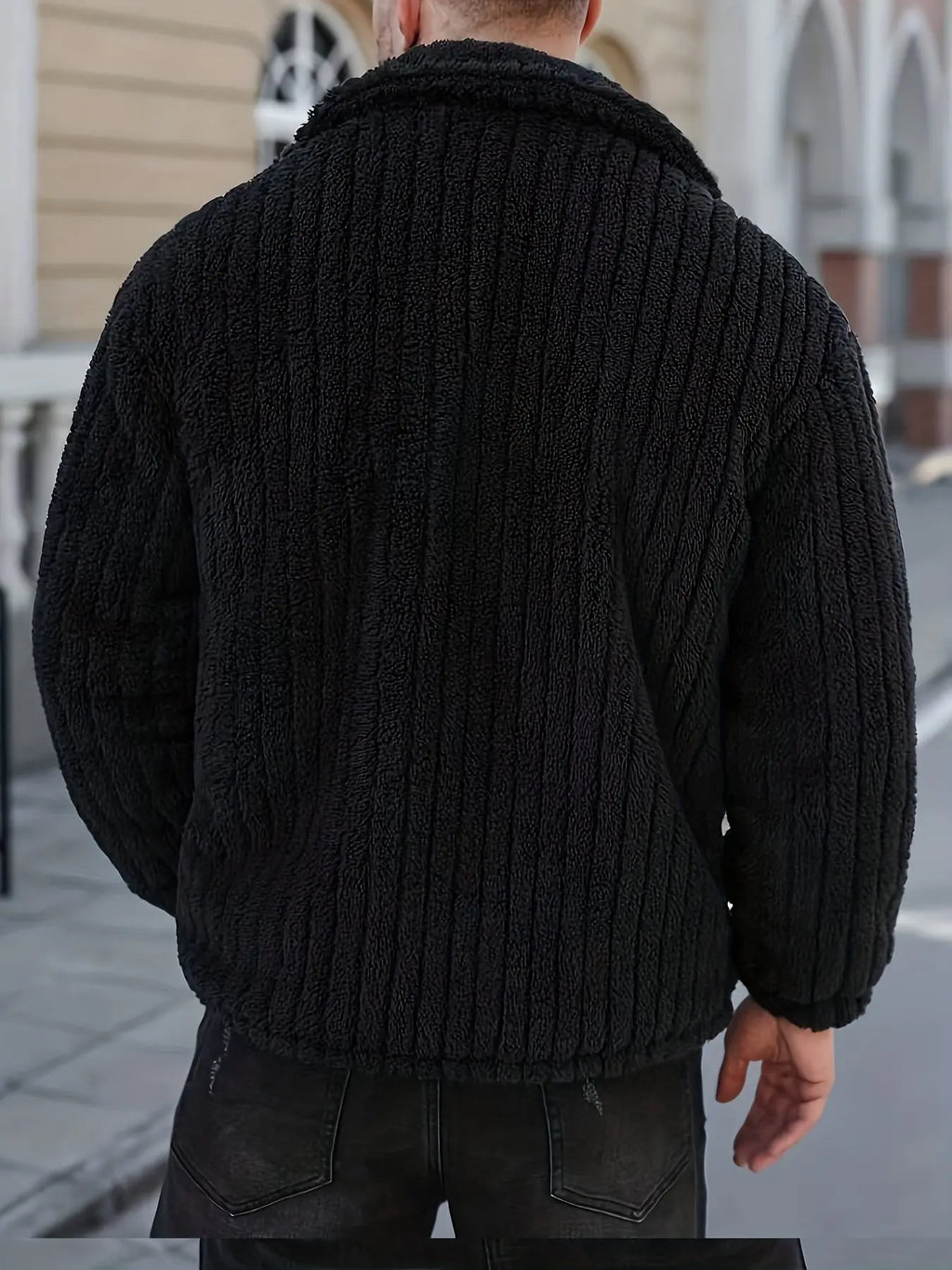 Elson OBM Men's Winter Jacket, Soft Plush Coat, Machine Washable Casual Outerwear, Lapel for Cold Weather, Autumn Winter Christmas Gift, Plaid Flannel Jacket, Holiday Gift Jacket, Seasonal Winter Wear, Classic Lapel Collar, S  COOLANDBAG