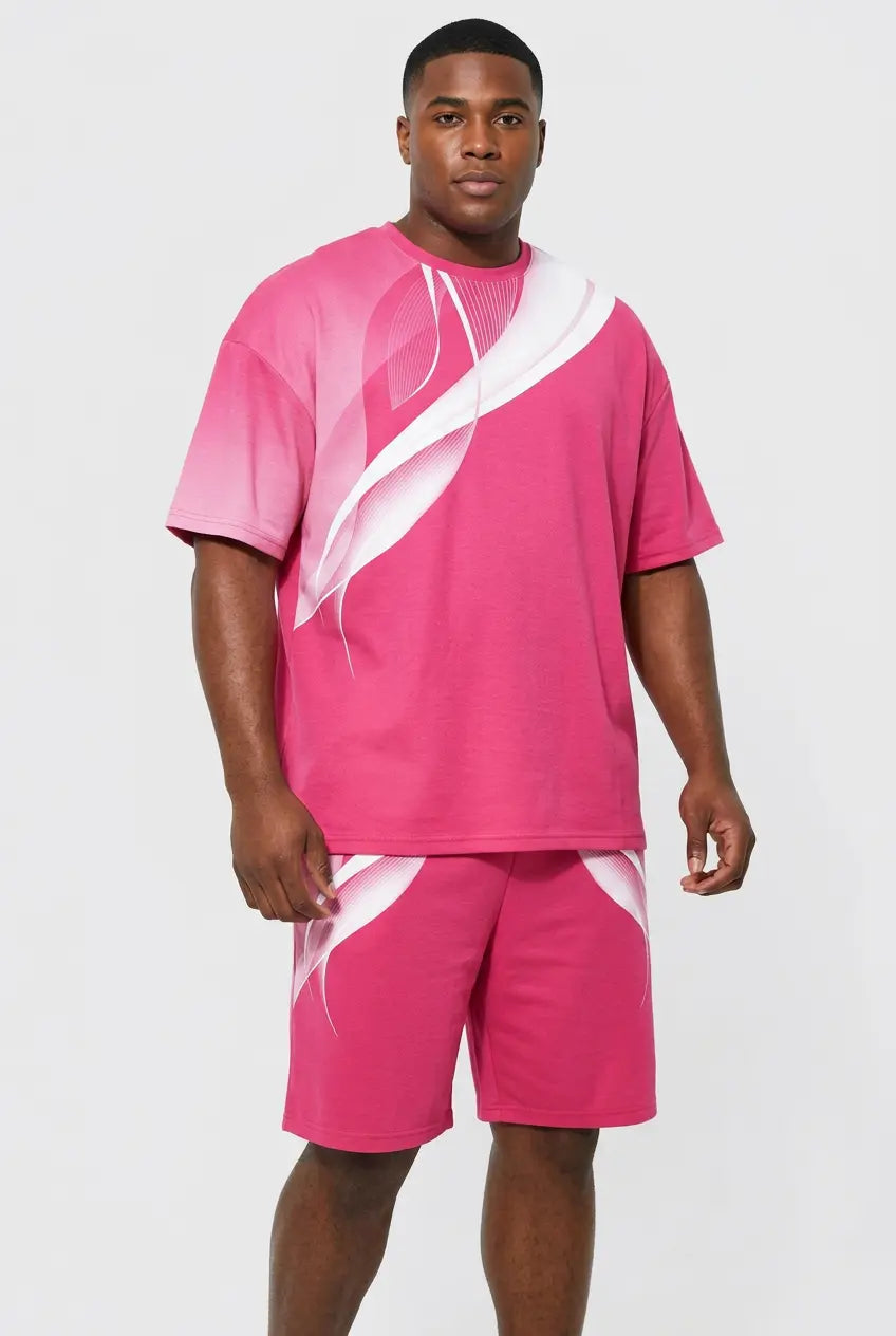 Ensemble T-Shirt et Short Bicolore Grande Taille Homme  COOLANDBAG