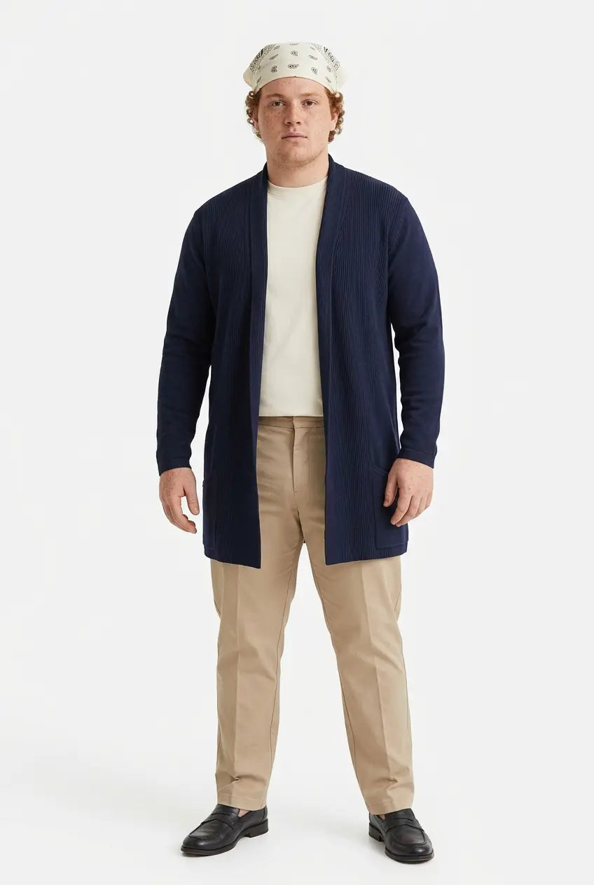 Gilet Long Ouvert en Maille Grande Taille Homme  COOLANDBAG