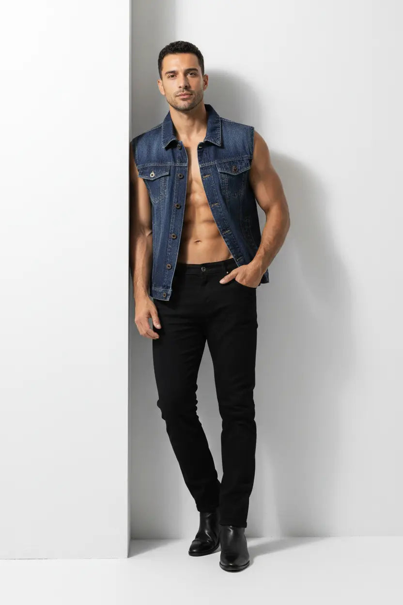 Gilet en Jean Grande Taille Boutonné  COOLANDBAG