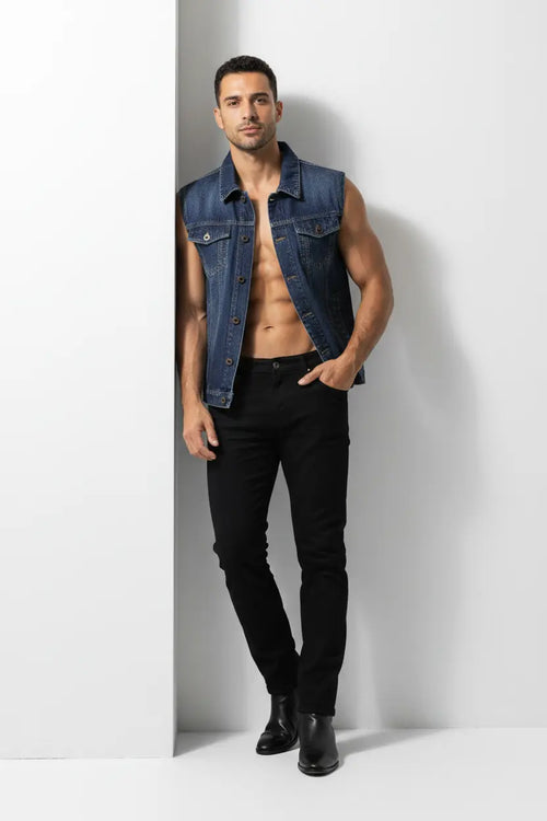 Gilet en Jean Grande Taille Boutonné  COOLANDBAG