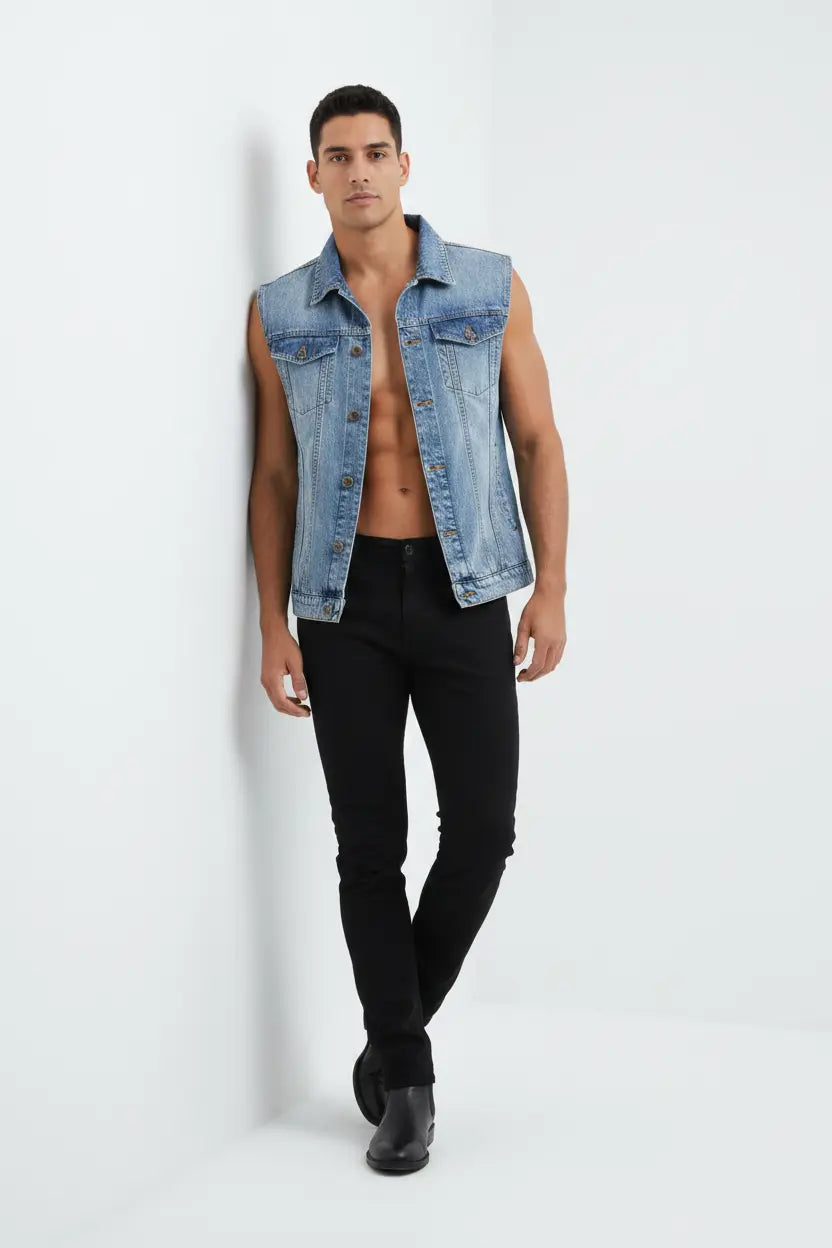 Gilet en Jean Grande Taille Boutonné  COOLANDBAG