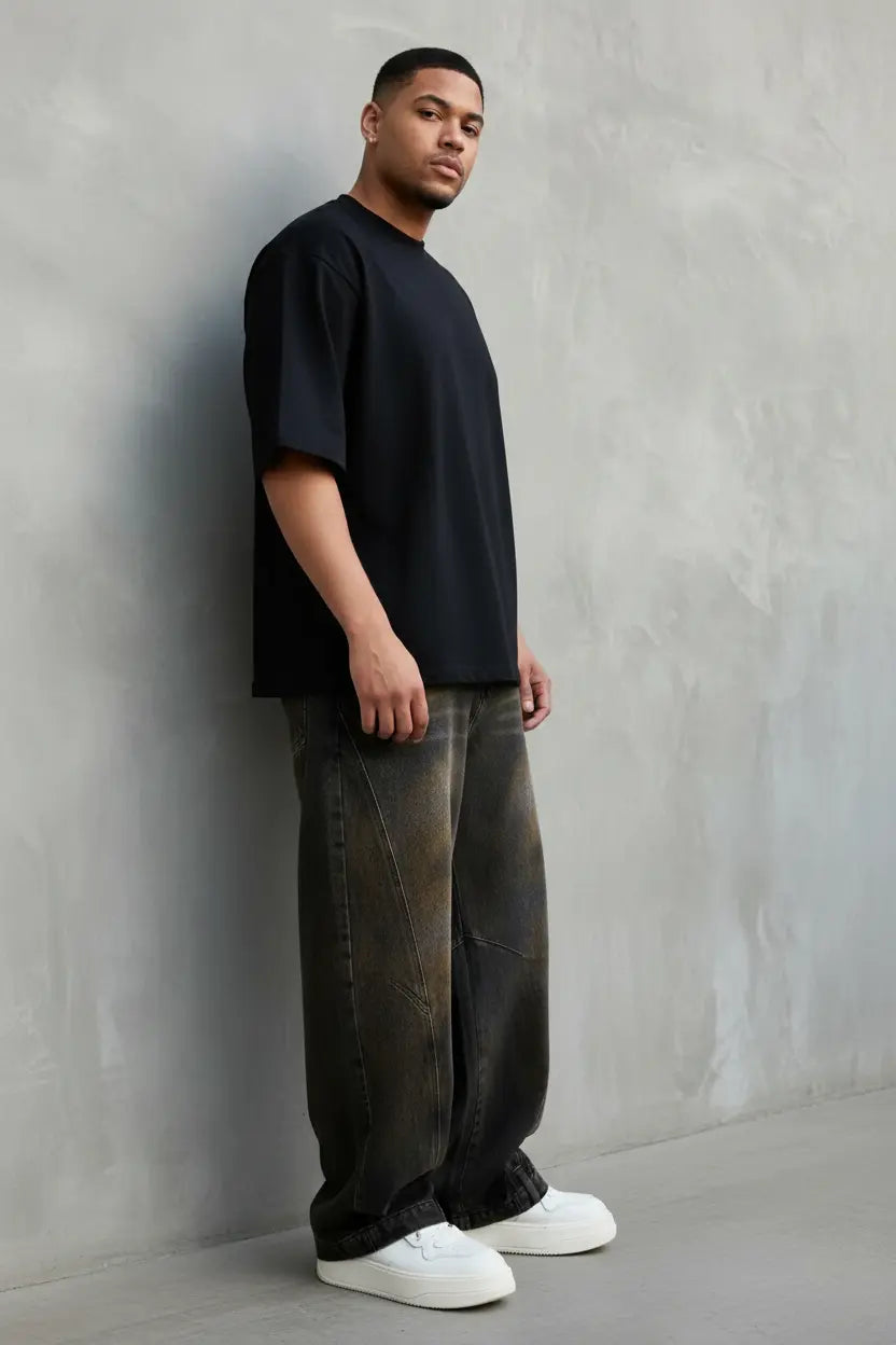 Jean Grande Taille Wide-Leg Destroy  COOLANDBAG