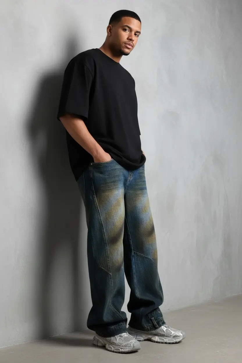 Jean Grande Taille Wide-Leg Destroy  COOLANDBAG
