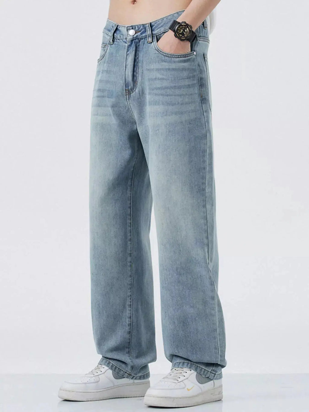 Jean Jambe Large Coupe Décontractée Homme  COOLANDBAG