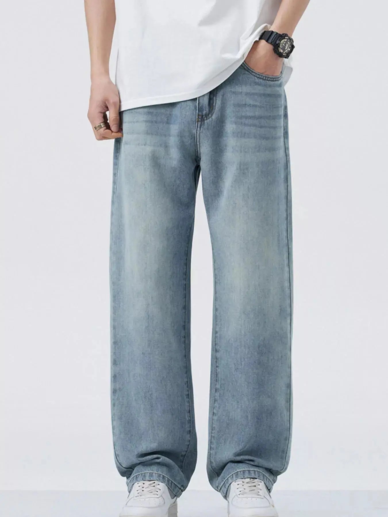Jean Jambe Large Coupe Décontractée Homme  COOLANDBAG