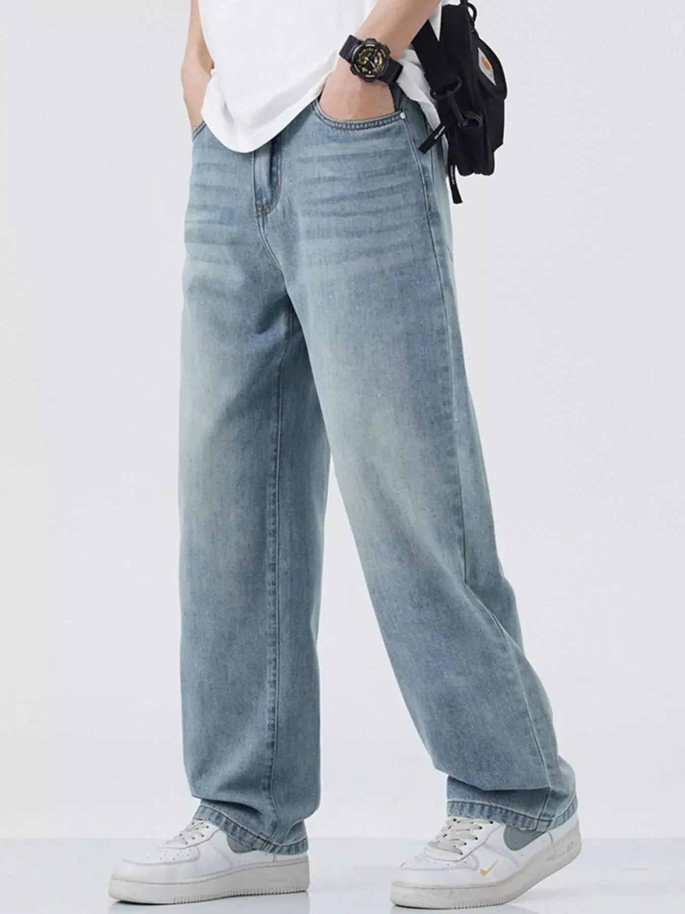 Jean Jambe Large Coupe Décontractée Homme  COOLANDBAG