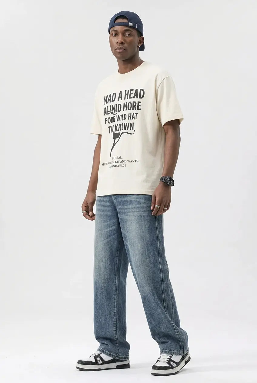 Jean Jambe Large Délavé Homme