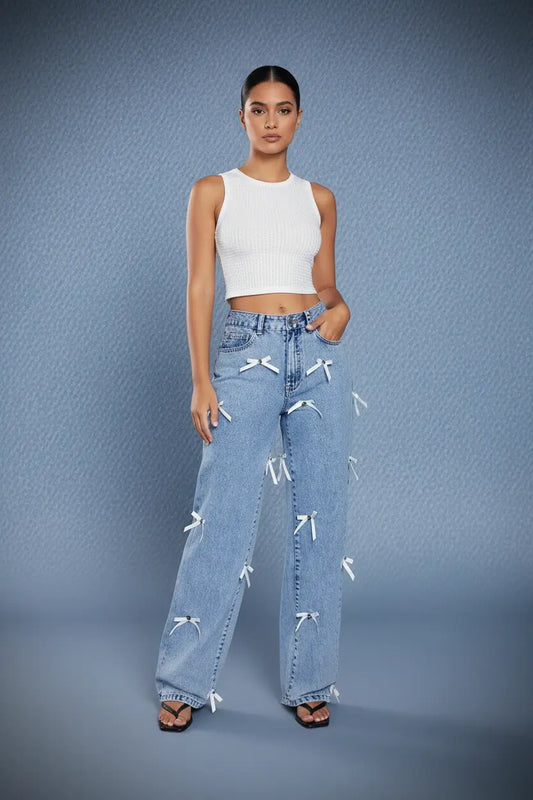 Jean Bow - Fond Denim Élégant v2