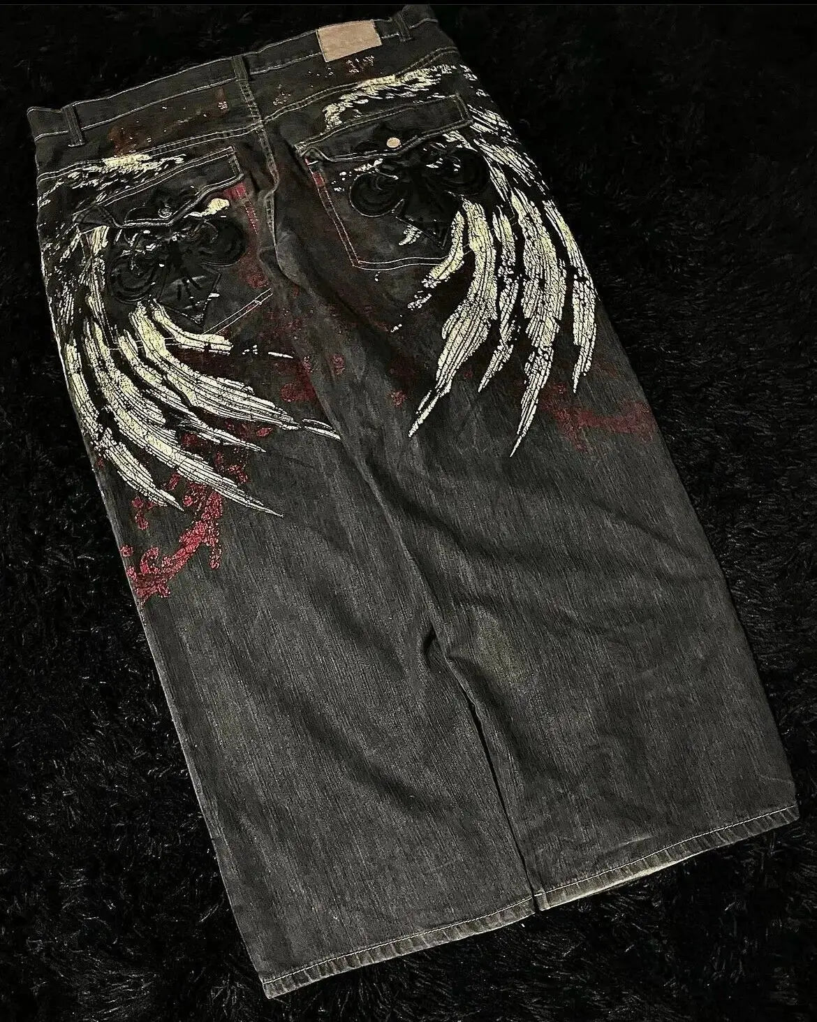 Jean bleu délavé Baggy pour hommes, rétro américain, gothique, broderie graphique, Y2K, Harajuku, Hip-Hop, pour Couples, décontracté, Joker, Streetwear  COOLANDBAG