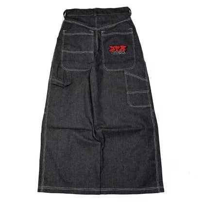Jean bleu délavé Baggy pour hommes, rétro américain, gothique, broderie graphique, Y2K, Harajuku, Hip-Hop, pour Couples, décontracté, Joker, Streetwear  COOLANDBAG
