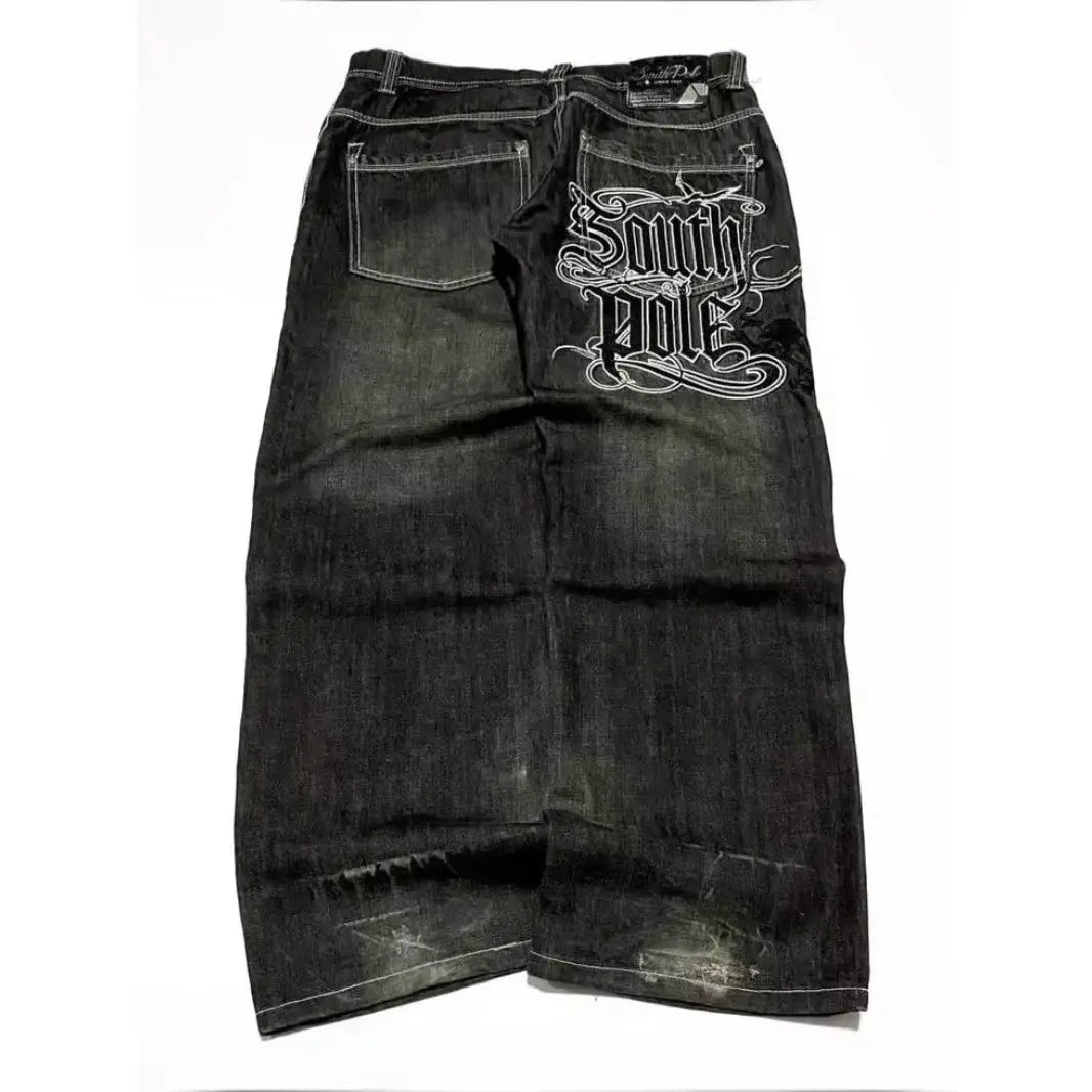 Jean bleu délavé Baggy pour hommes, rétro américain, gothique, broderie graphique, Y2K, Harajuku, Hip-Hop, pour Couples, décontracté, Joker, Streetwear  COOLANDBAG
