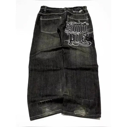 Jean bleu délavé Baggy pour hommes, rétro américain, gothique, broderie graphique, Y2K, Harajuku, Hip-Hop, pour Couples, décontracté, Joker, Streetwear  COOLANDBAG