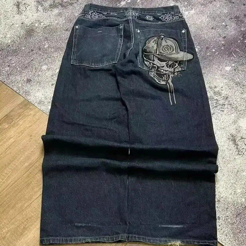 Jean bleu délavé Baggy pour hommes, rétro américain, gothique, broderie graphique, Y2K, Harajuku, Hip-Hop, pour Couples, décontracté, Joker, Streetwear  COOLANDBAG