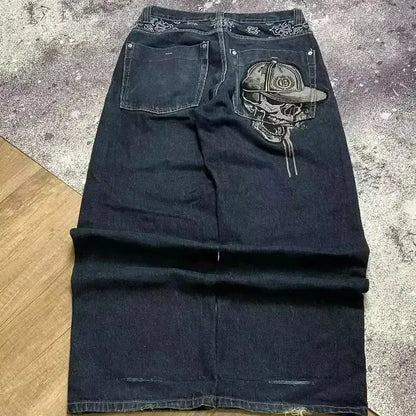 Jean bleu délavé Baggy pour hommes, rétro américain, gothique, broderie graphique, Y2K, Harajuku, Hip-Hop, pour Couples, décontracté, Joker, Streetwear  COOLANDBAG