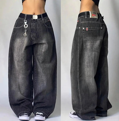 Jean bleu délavé Baggy pour hommes, rétro américain, gothique, broderie graphique, Y2K, Harajuku, Hip-Hop, pour Couples, décontracté, Joker, Streetwear  COOLANDBAG