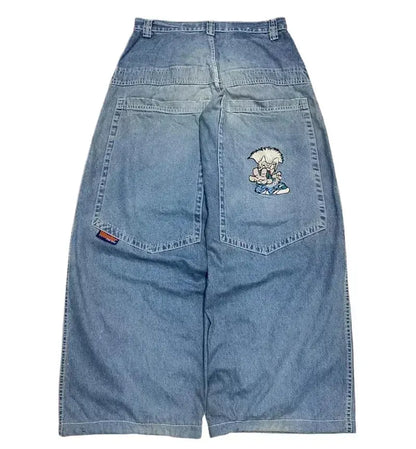 Jean bleu délavé Baggy pour hommes, rétro américain, gothique, broderie graphique, Y2K, Harajuku, Hip-Hop, pour Couples, décontracté, Joker, Streetwear  COOLANDBAG