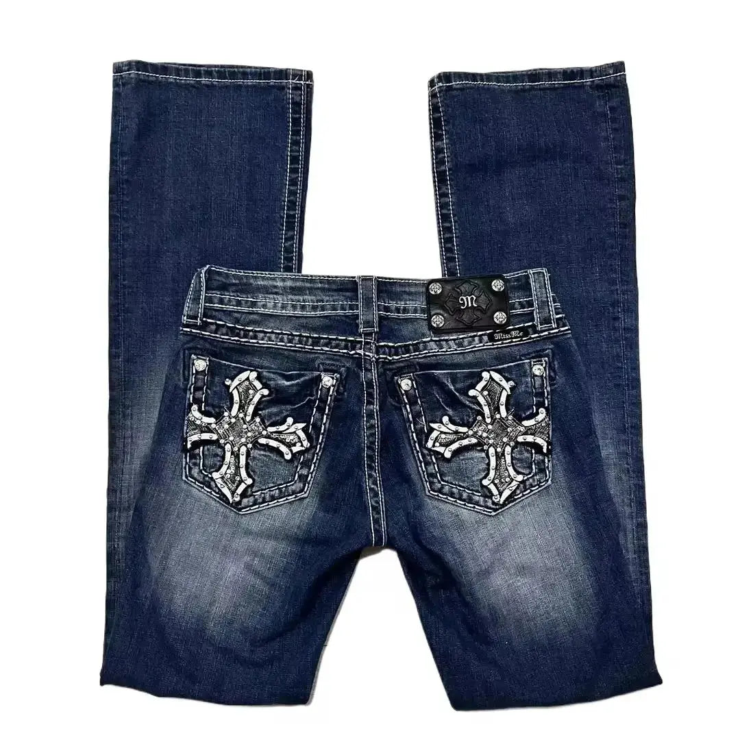 Jean bleu délavé Baggy pour hommes, rétro américain, gothique, broderie graphique, Y2K, Harajuku, Hip-Hop, pour Couples, décontracté, Joker, Streetwear  COOLANDBAG