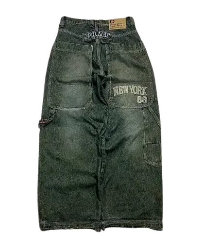 Jean bleu délavé Baggy pour hommes, rétro américain, gothique, broderie graphique, Y2K, Harajuku, Hip-Hop, pour Couples, décontracté, Joker, Streetwear  COOLANDBAG