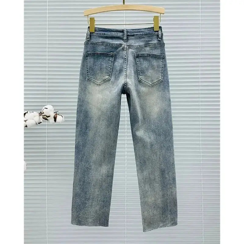 Jean brodé pour femme, Slim, Joker, droit, rétro américain, Denim, jambes larges, nouvelle collection été 2025  COOLANDBAG