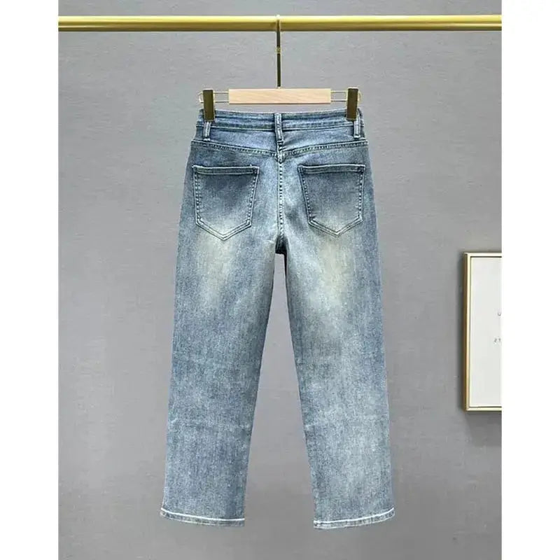 Jean brodé pour femme, Slim, Joker, droit, rétro américain, Denim, jambes larges, nouvelle collection été 2025  COOLANDBAG