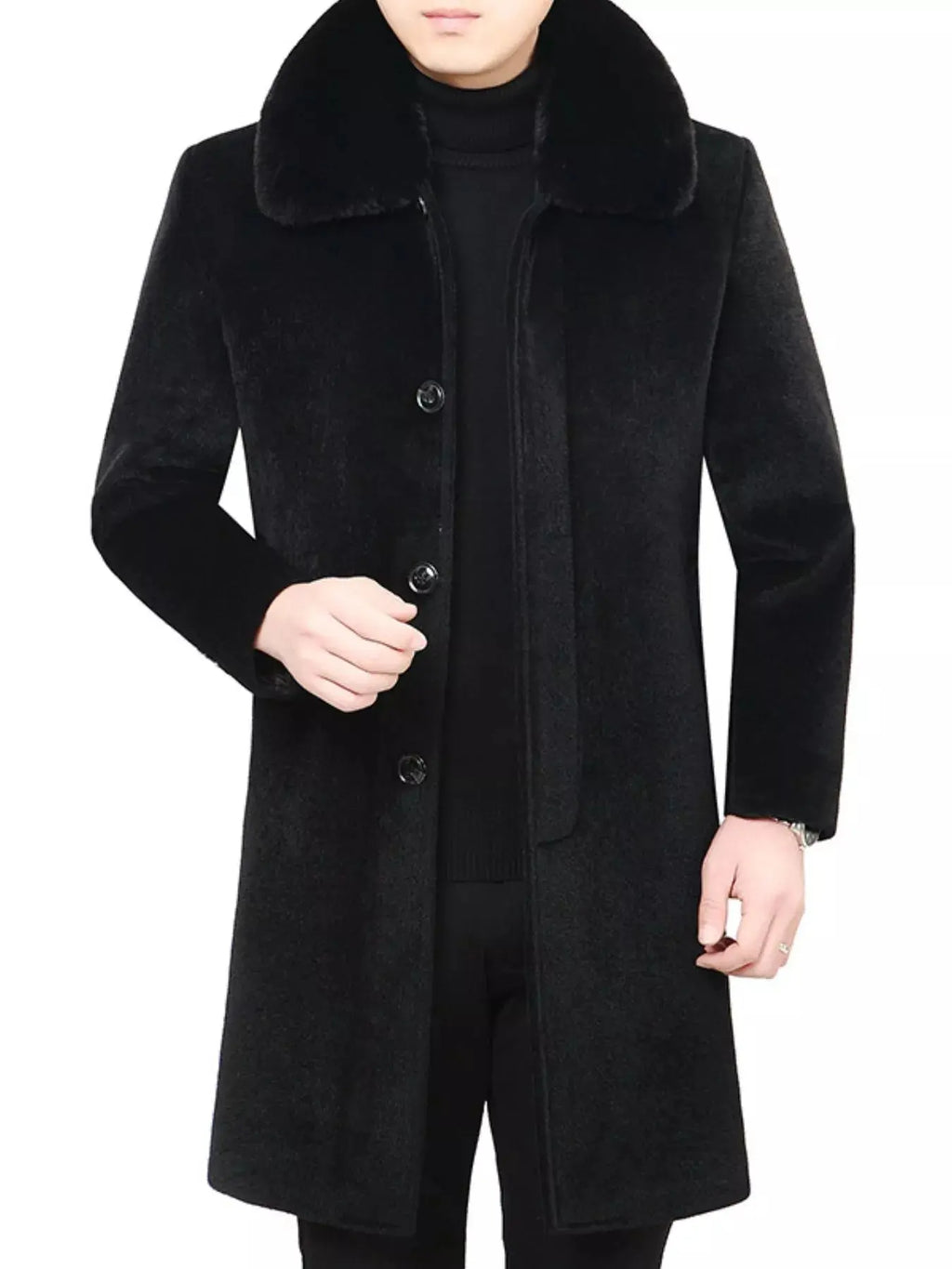 Manteau Boutonné Col Fourrure  COOLANDBAG