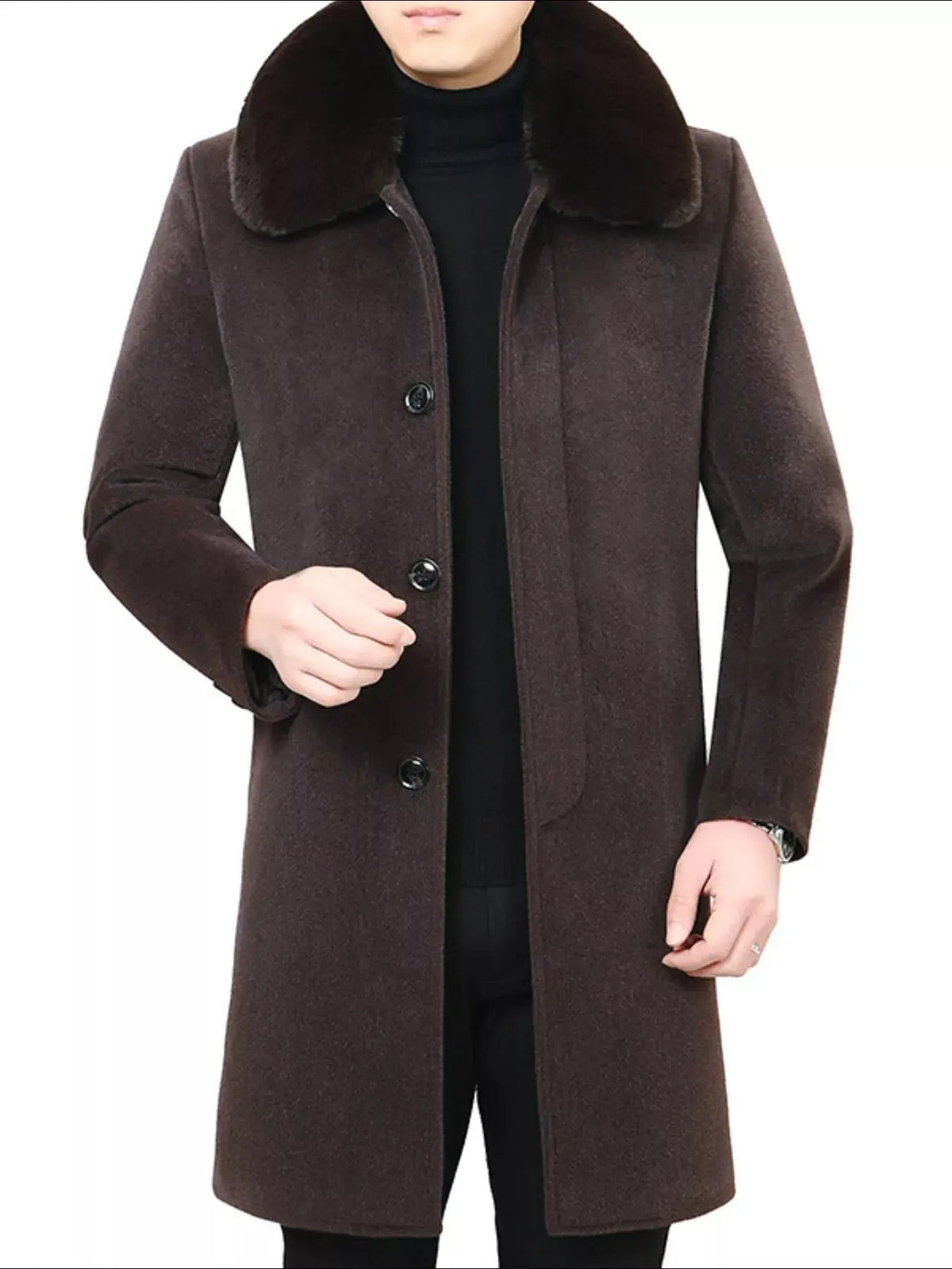 Manteau Boutonné Col Fourrure  COOLANDBAG