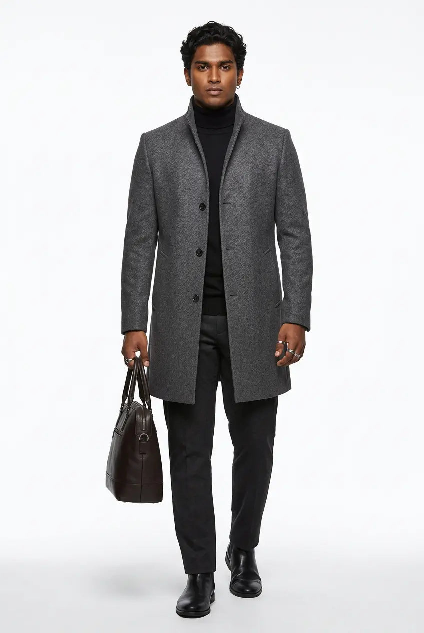Manteau Col Montant Coupe Ajustée Grande Taille Homme  COOLANDBAG