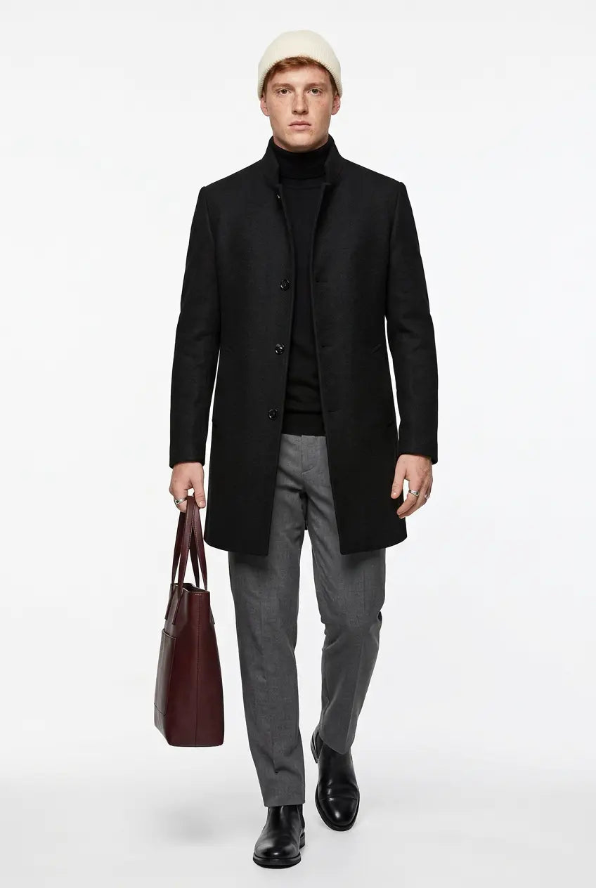 Manteau Col Montant Coupe Ajustée Grande Taille Homme  COOLANDBAG